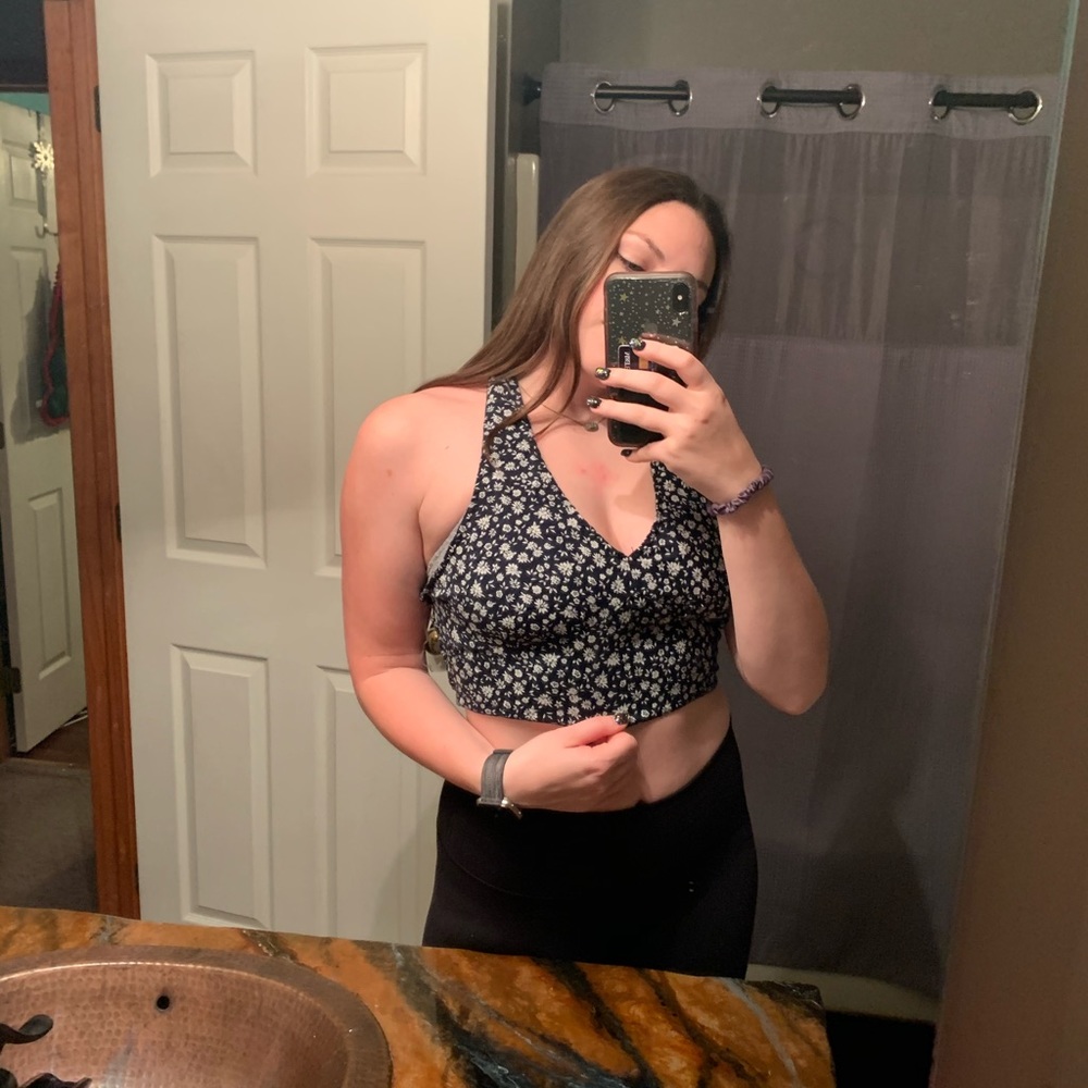 AEO cropped floral halter top